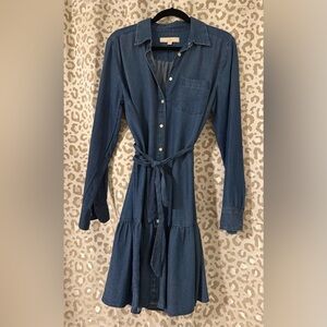 LOFT Dark Chambray Button Down Dress